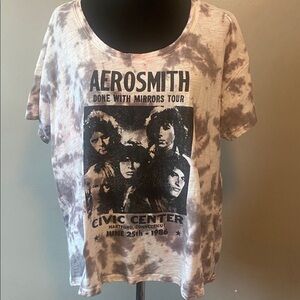 Aerosmith Graphic Tie-Dye T-Shirt By Knit Riot Done With Mirrors Tour 1986 Sz L